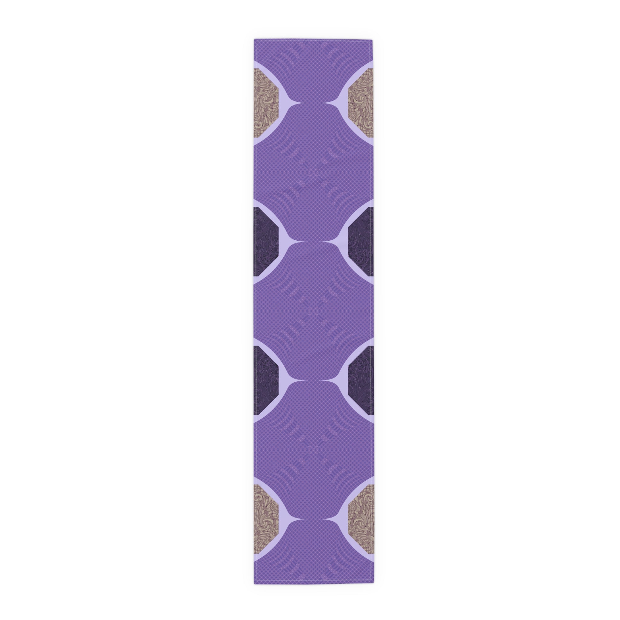 Purple Geometric Table Runner — Modern Abstract Dining Accent