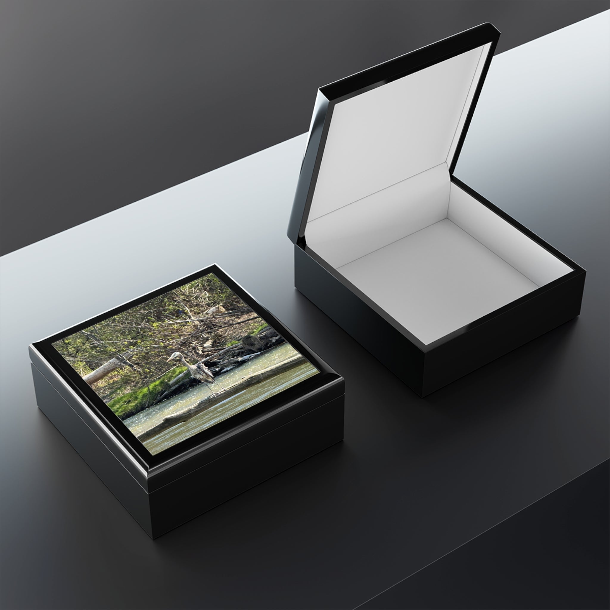 Heron River Jewelry Box — Nature Photo Keepsake Box