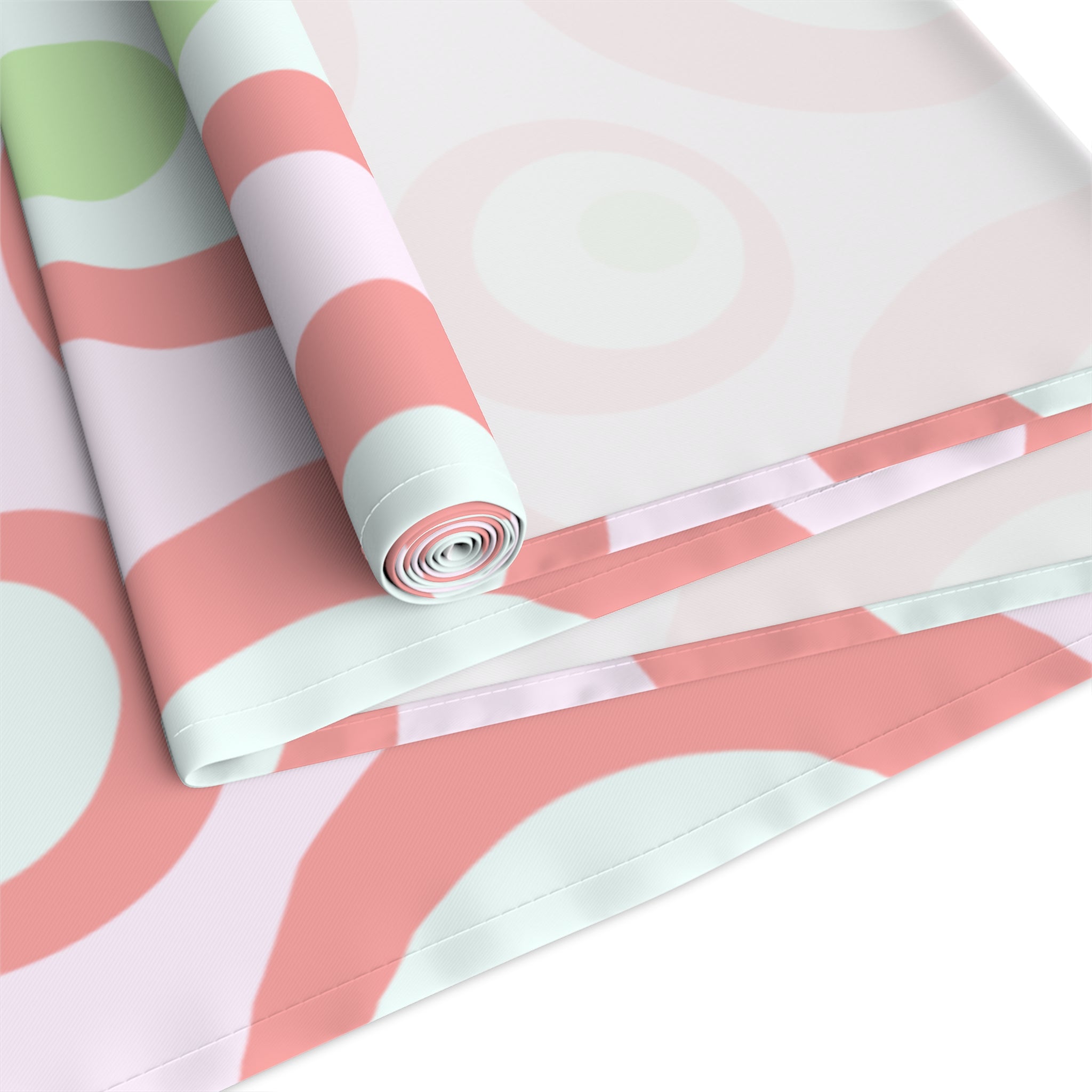 Retro Pink Circles Table Runner — Mid-Century Modern Dining Decor