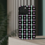 Geom Stripe Magnetic Phone Case — Black with Mint & Lavender Pattern