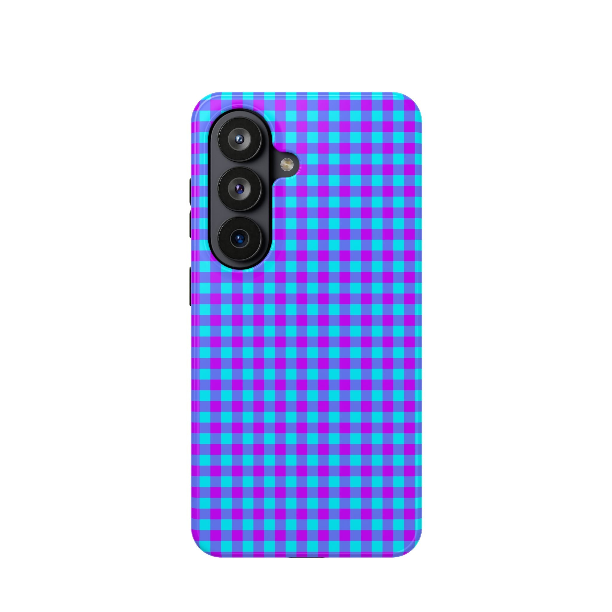 Phone Case — Blue & Purple Gingham Magnetic Impact-Resistant Case