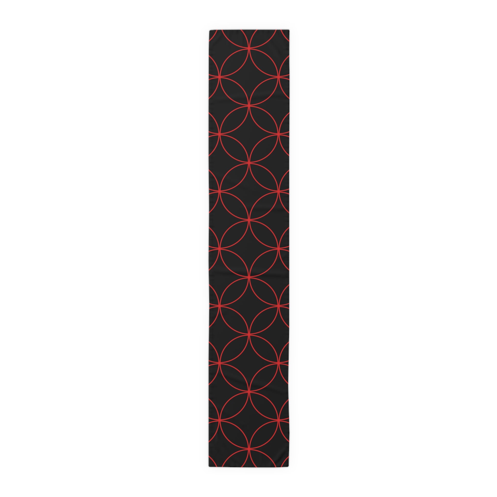 Geometric Rose Gold Circle Table Runner — Modern Black Cotton-Poly Decor