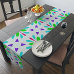 Floral Geometric Table Runner — Pastel Heart & Petal Pattern