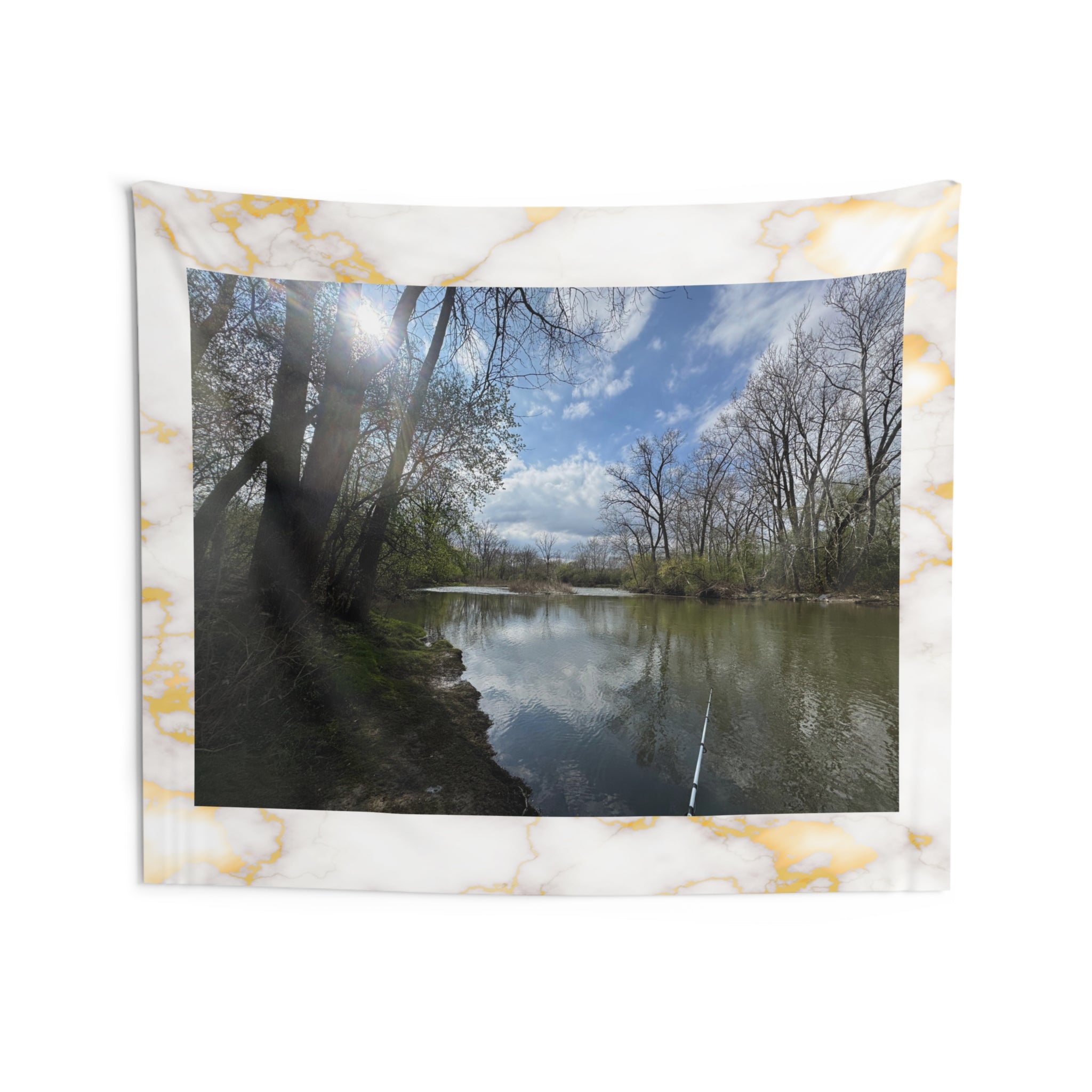 Gone Fishin' Scenic Riverbank Tapestry — Tranquil Nature Wall Hanging