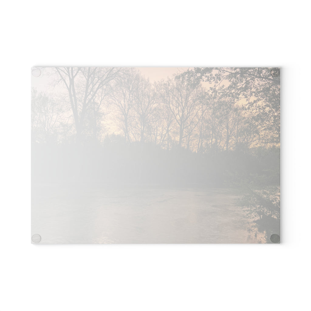 Glass Cutting Board - Tranquil River Sunset Landscape Decorative Cutting Board