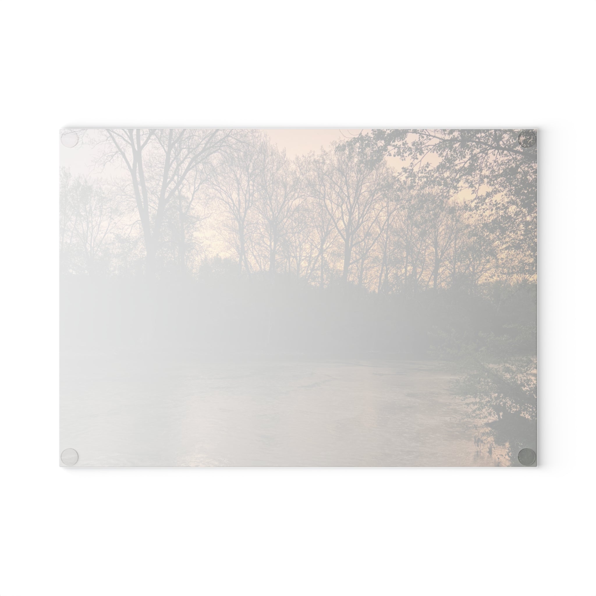 Glass Cutting Board - Tranquil River Sunset Landscape Decorative Cutting Board
