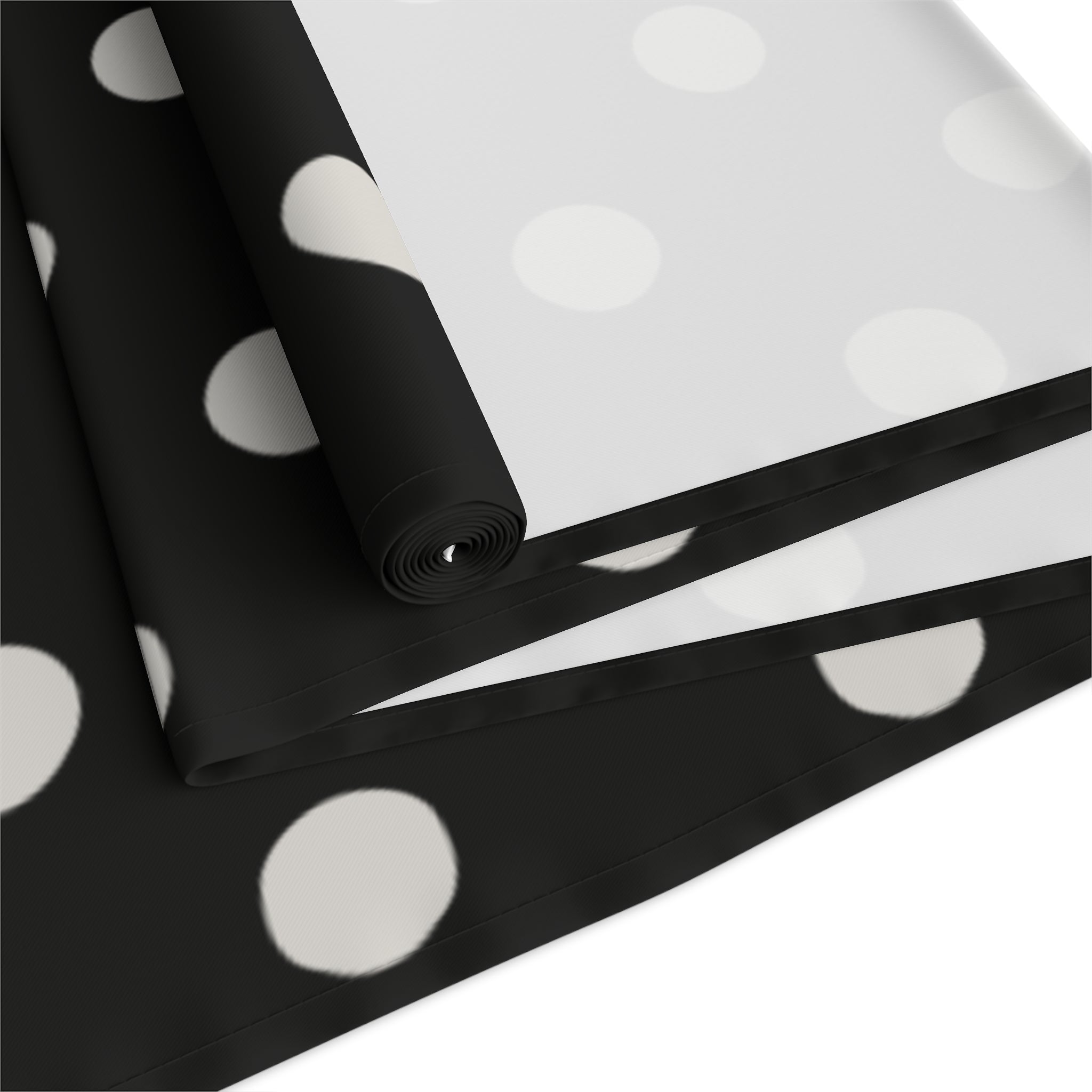 Black Polka Dot Table Runner – Classic Dotted Cotton-Poly Dining Accent