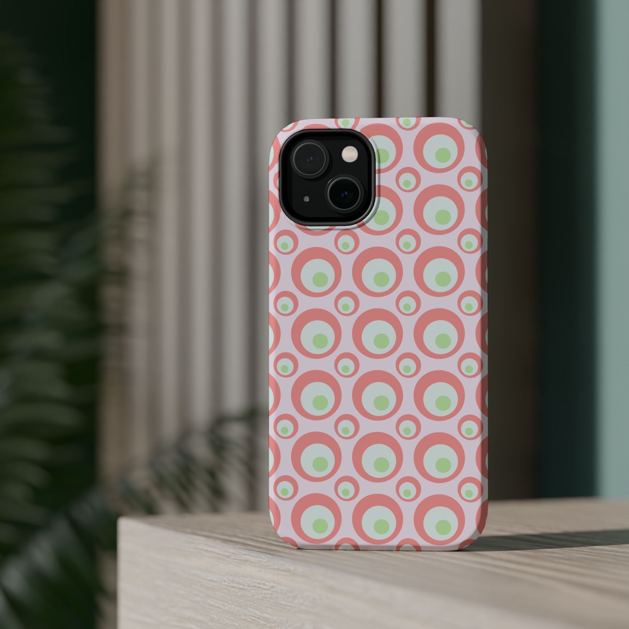 Pink Retro Circles Magnetic Impact-Resistant Phone Case