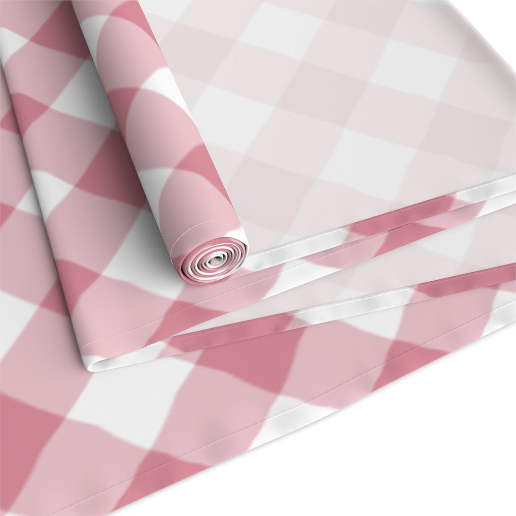 Pink Gingham Table Runner — Cotton-Blend Plaid Decor for Farmhouse, Spring & Picnic Tables