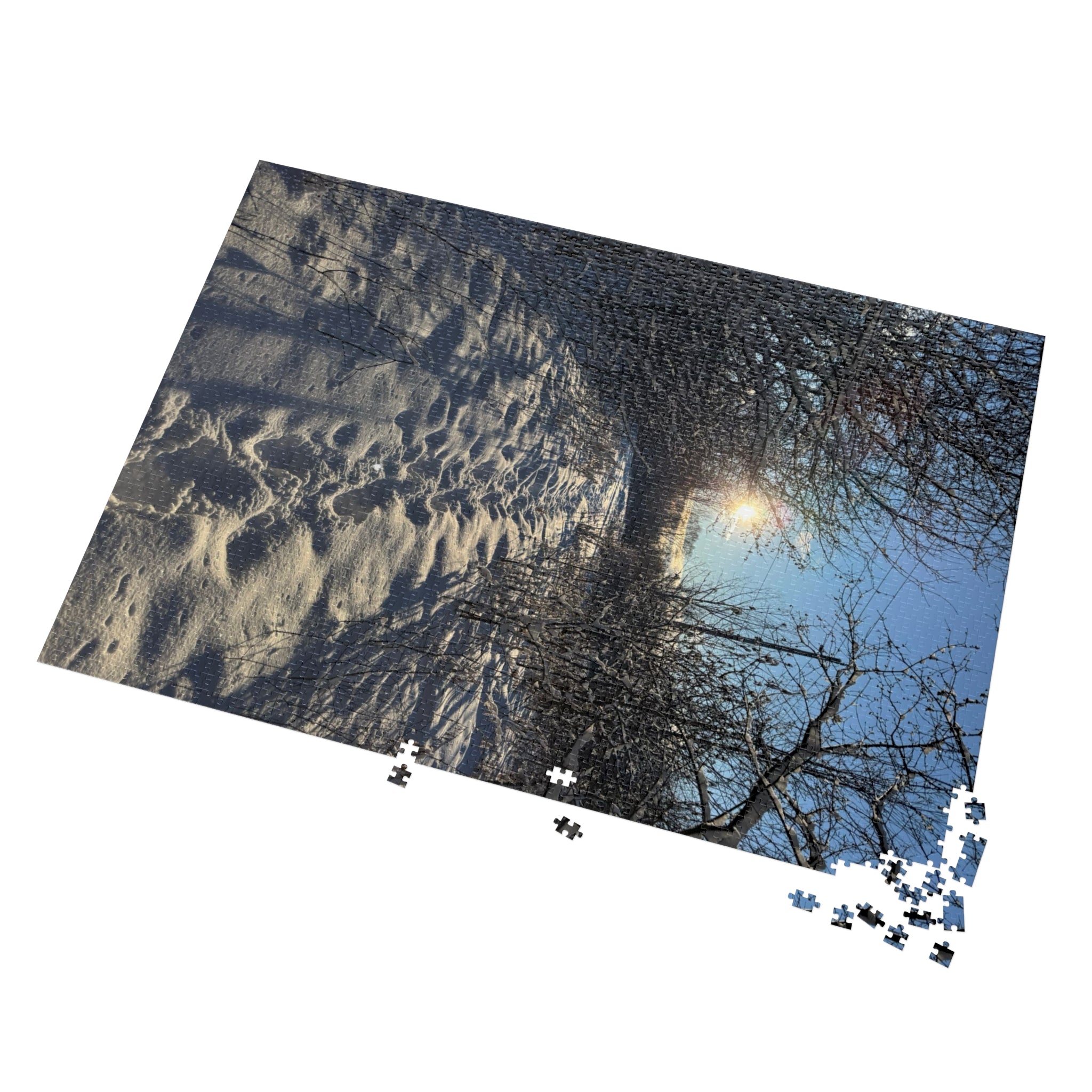Winter Snowy Path Jigsaw Puzzle with Tin