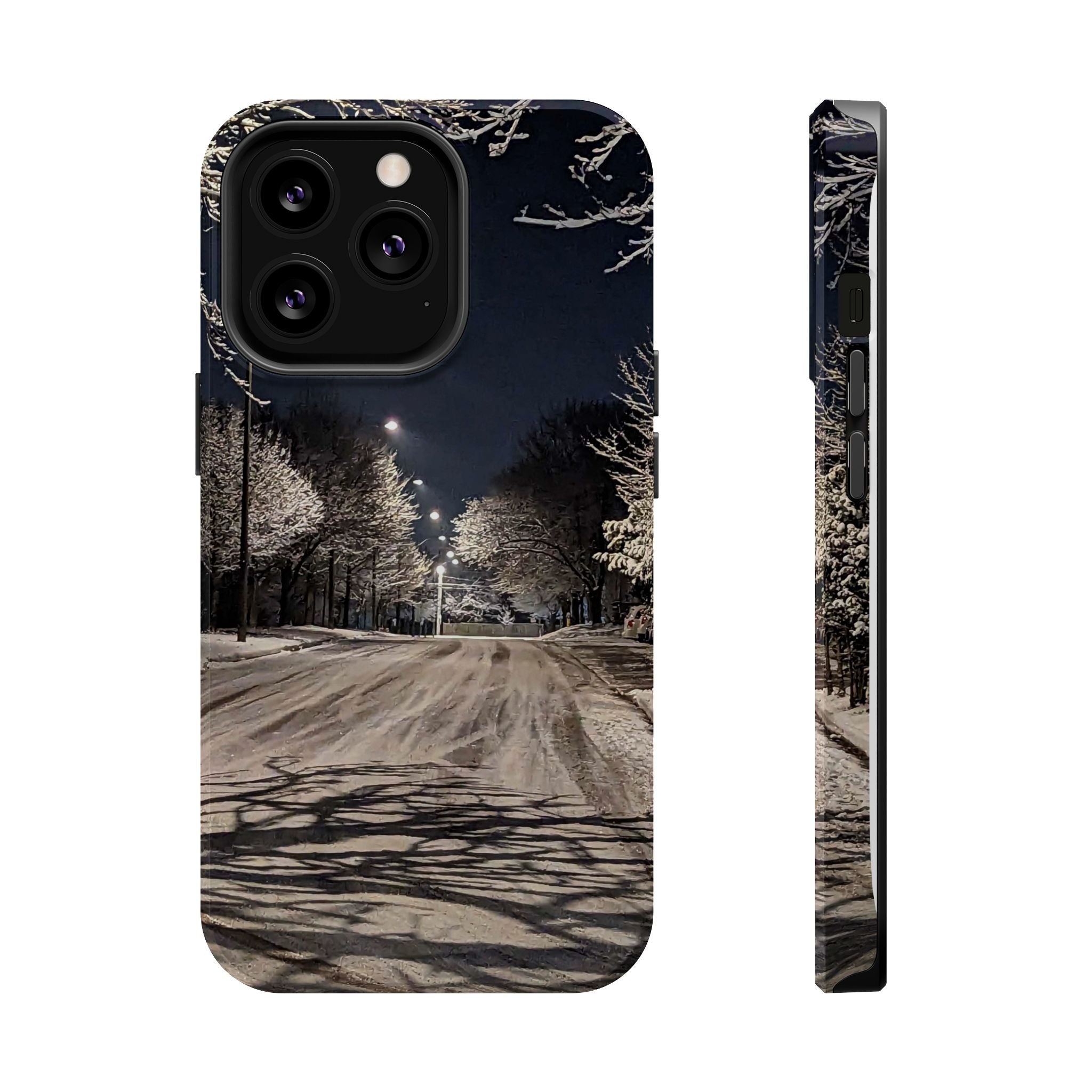 Winter Night Snow Road Magnetic Impact-Resistant Phone Case