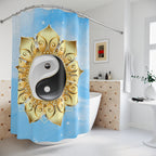 Yin Yang Lotus Shower Curtain — Zen Meditation Bathroom Decor