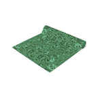 Emerald Marble Table Runner — Green Swirl Cotton-Poly Dining Decor