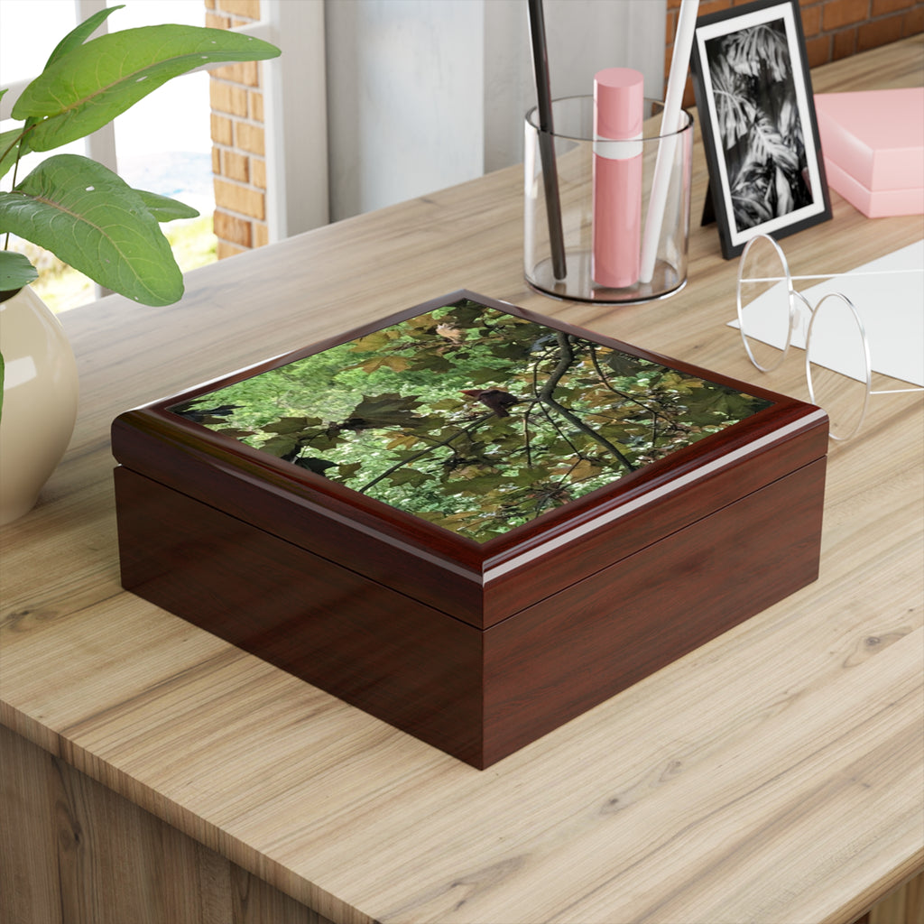 Woodland Leaves Jewelry Box — Nature Photo Keepsake Box