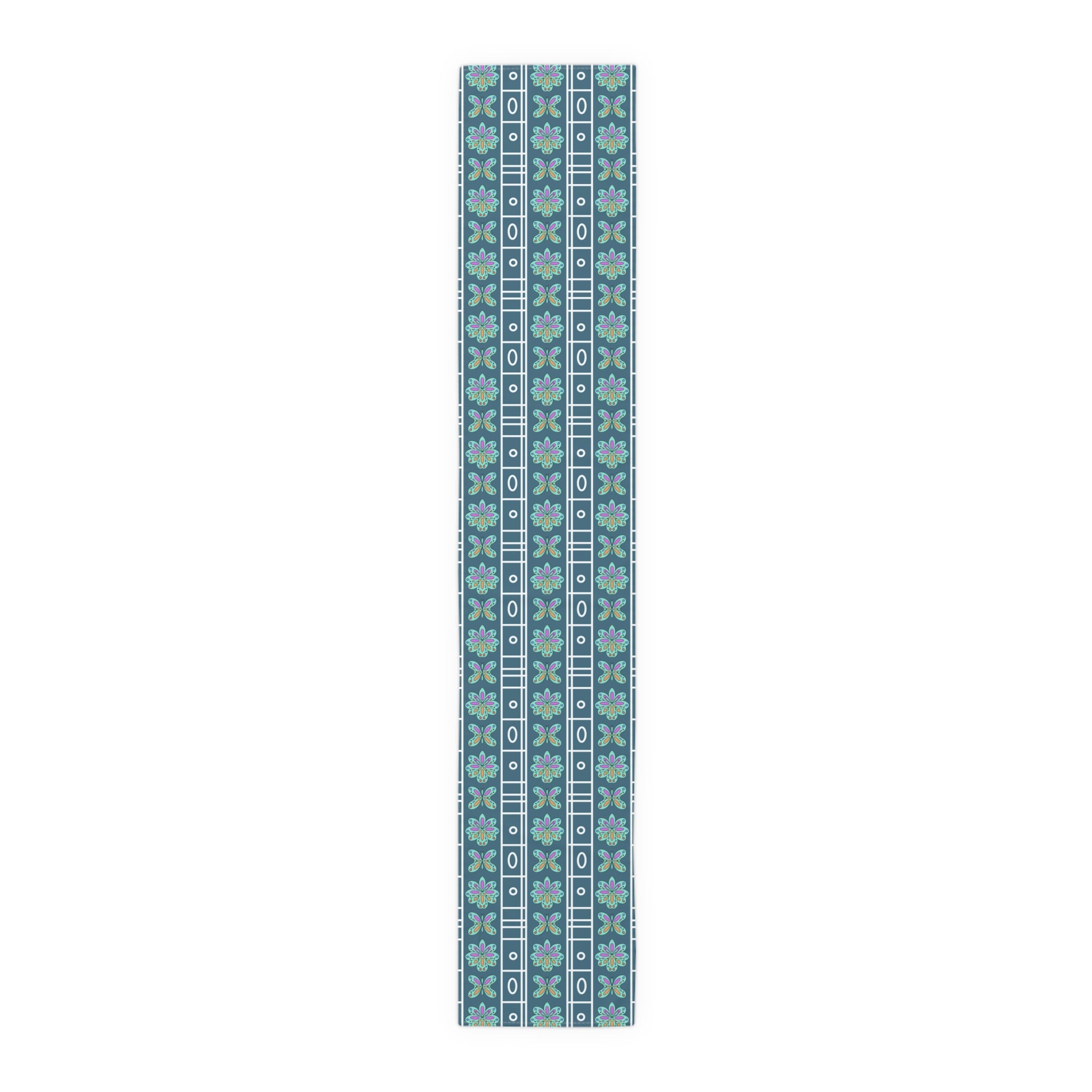 Colourful Floral Geometric Table Runner — Mediterranean-Inspired Cotton-Poly Dining Decor