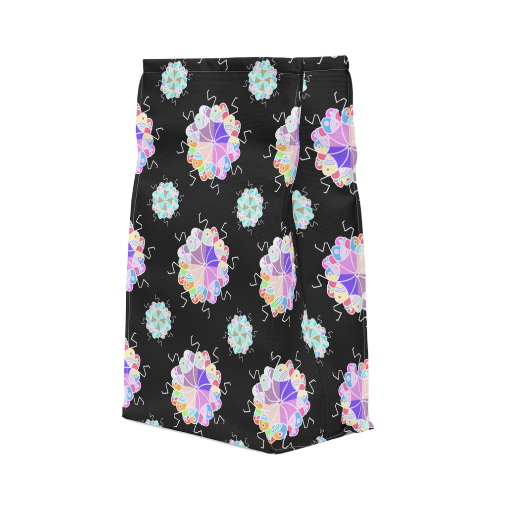 Insulated Lunch Bag — Pastel Geometric Mandala Pattern on Black