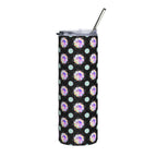 20oz Stainless Steel Tumbler — Iridescent Floral Dot Pattern on Black
