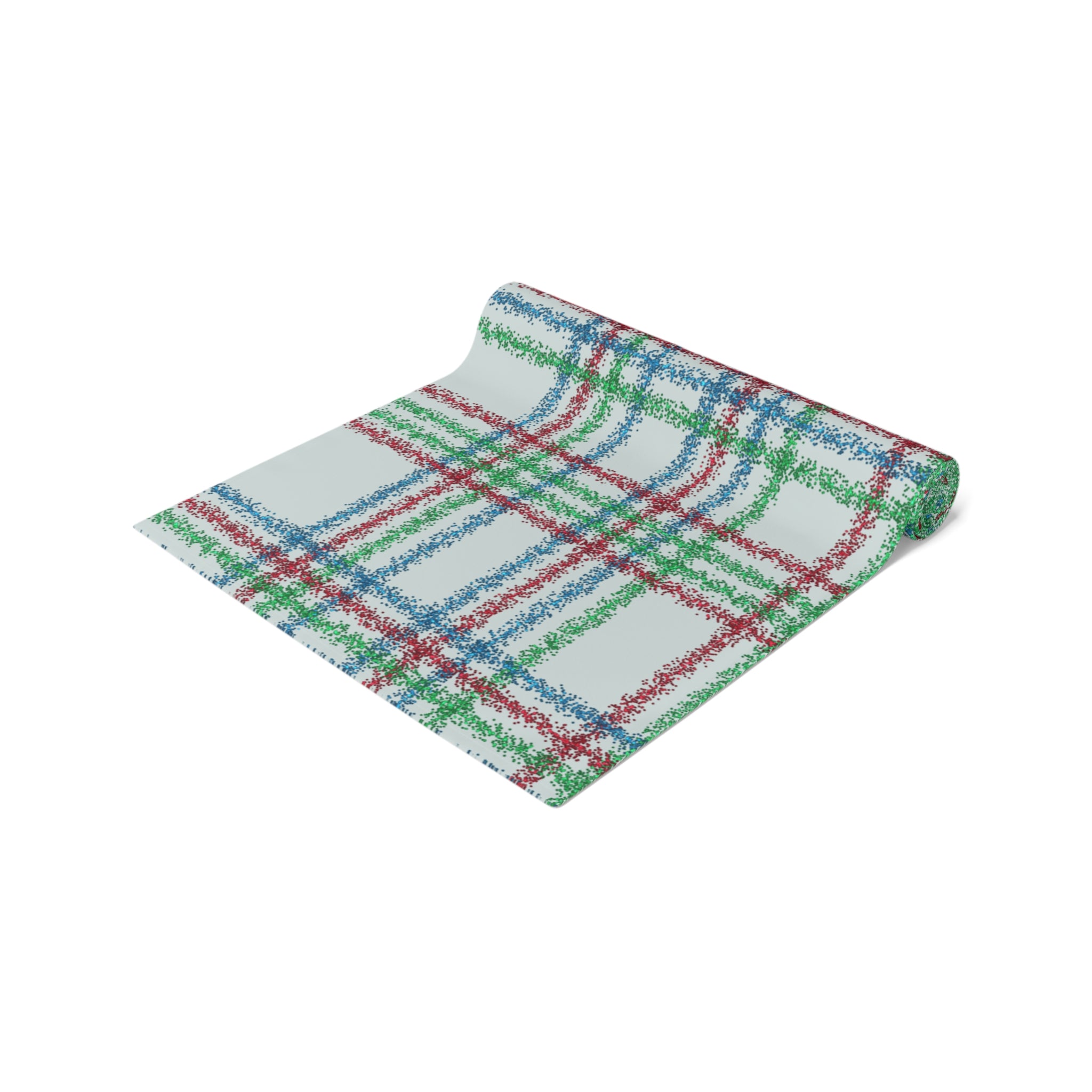 Festive Plaid Table Runner — Red, Green & Blue Holiday Plaid Cotton-Poly Blend