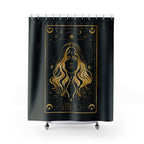Virgo Zodiac Shower Curtain — Gold Astrology Bath Decor