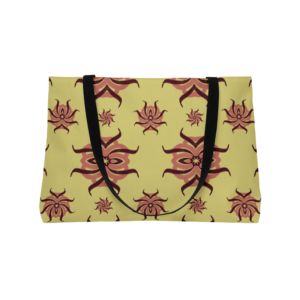 Weekender Tote Bag - Sunburst Retro Floral Pattern Beach & Travel Tote