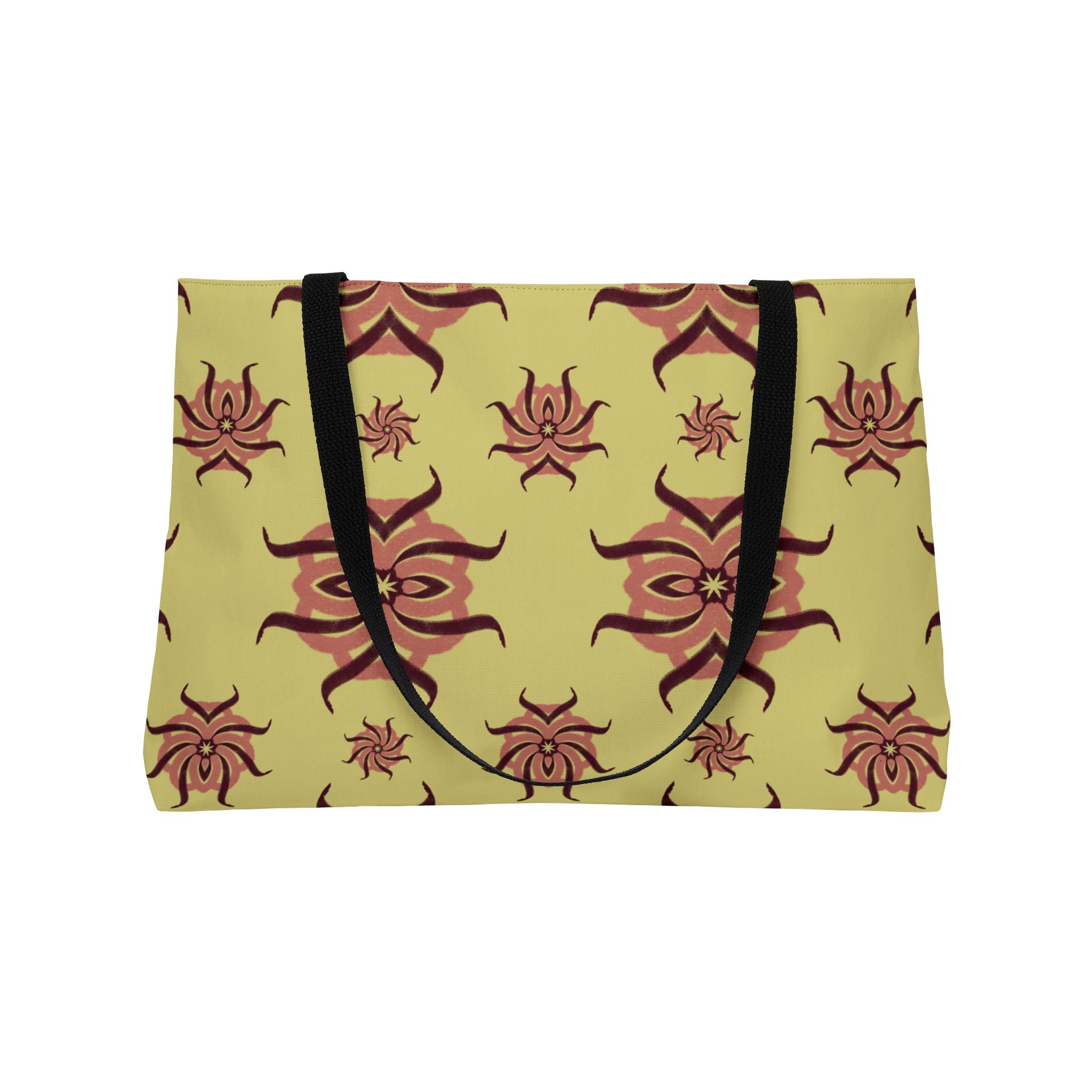 Weekender Tote Bag - Sunburst Retro Floral Pattern Beach & Travel Tote