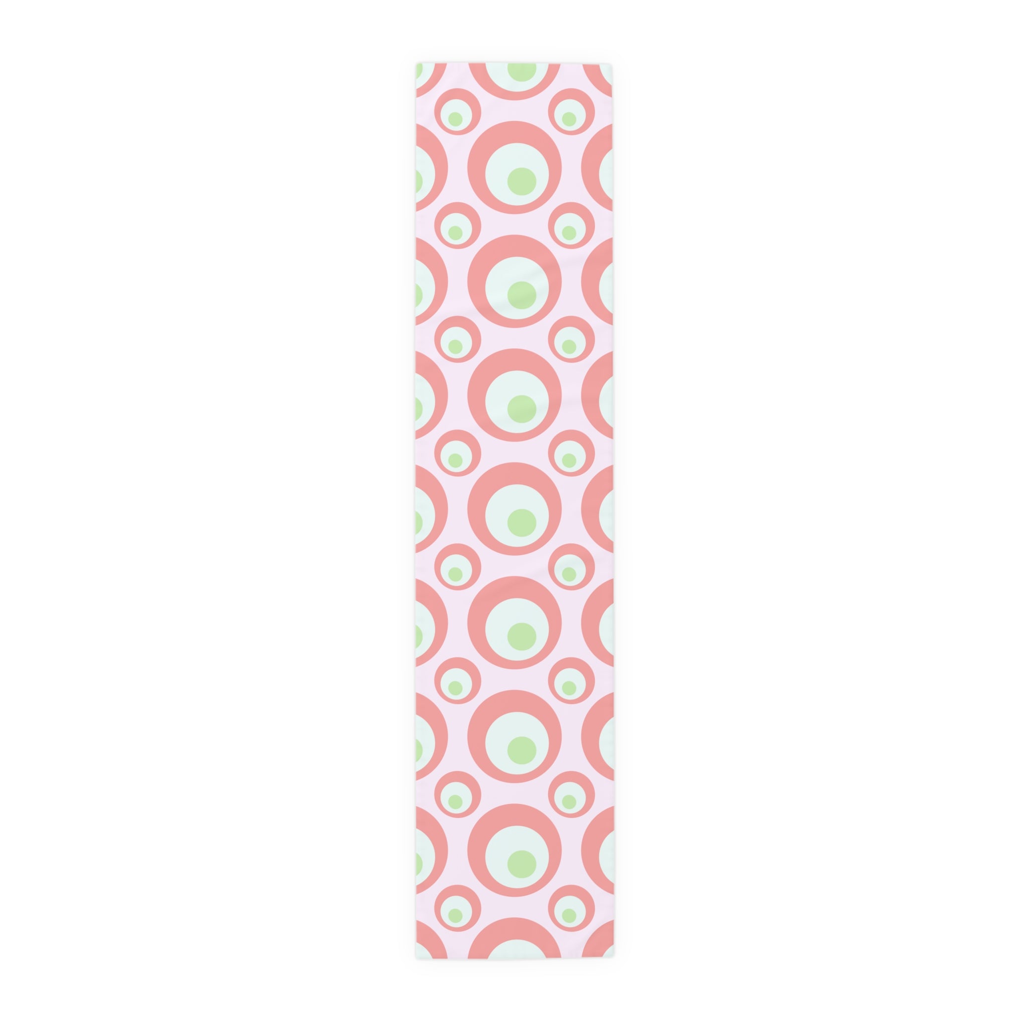 Retro Pink Circles Table Runner — Mid-Century Modern Dining Decor