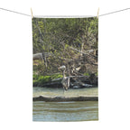 Great Blue Heron Microfiber Tea Towel — Nature-Inspired River Bird Kitchen Towel