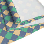 Diamond Check Table Runner — Retro Teal & Mustard Geometric Dining Decor