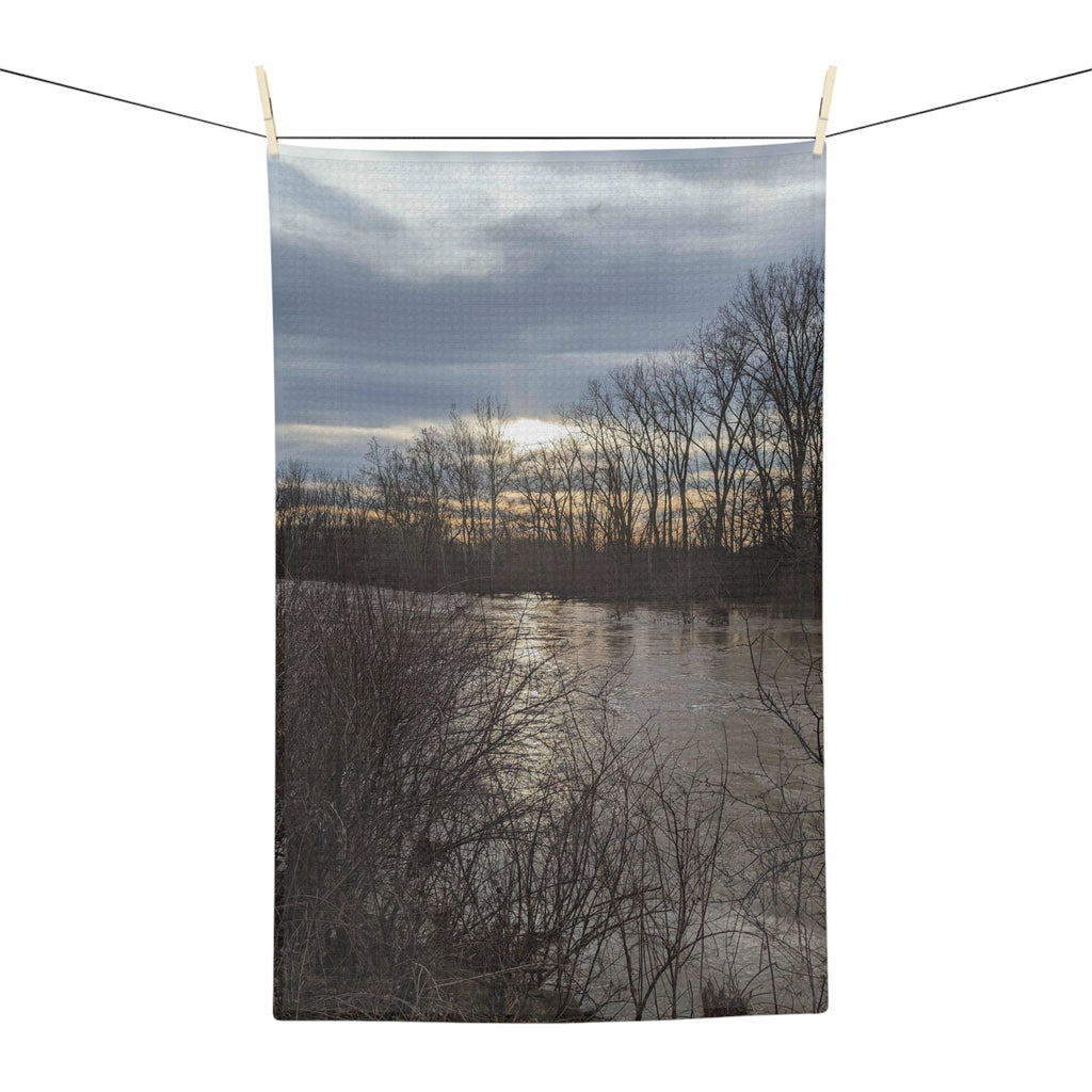 Scenic River Sunset Microfiber Tea Towel