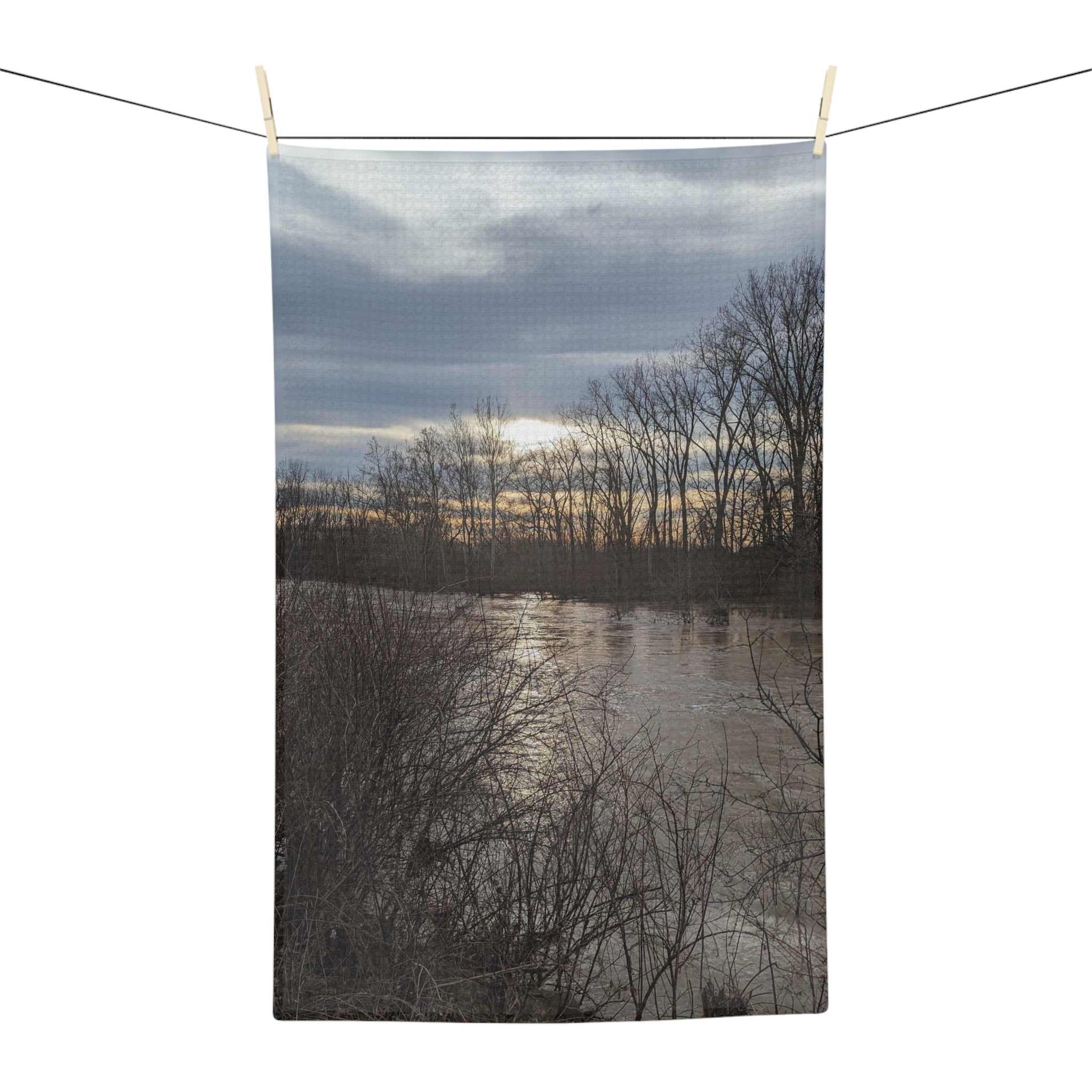 Scenic River Sunset Microfiber Tea Towel