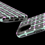 Geom Stripe Magnetic Phone Case — Black with Mint & Lavender Pattern