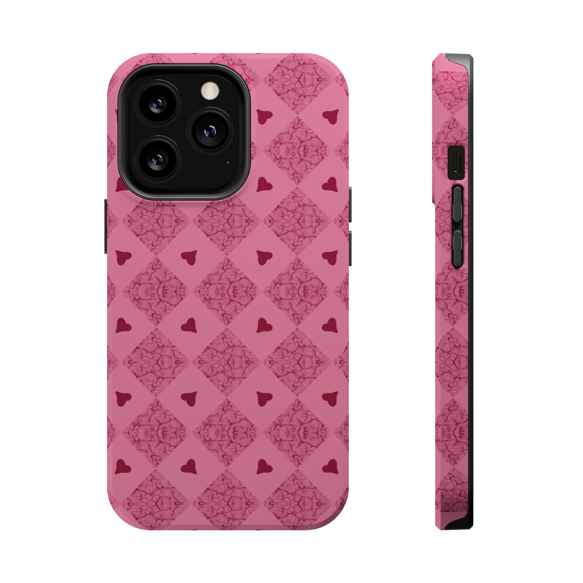 Pink Vintage Hearts Magnetic Impact-Resistant Phone Case