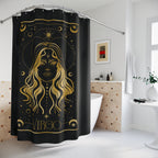 Virgo Zodiac Shower Curtain — Gold Astrology Bath Decor