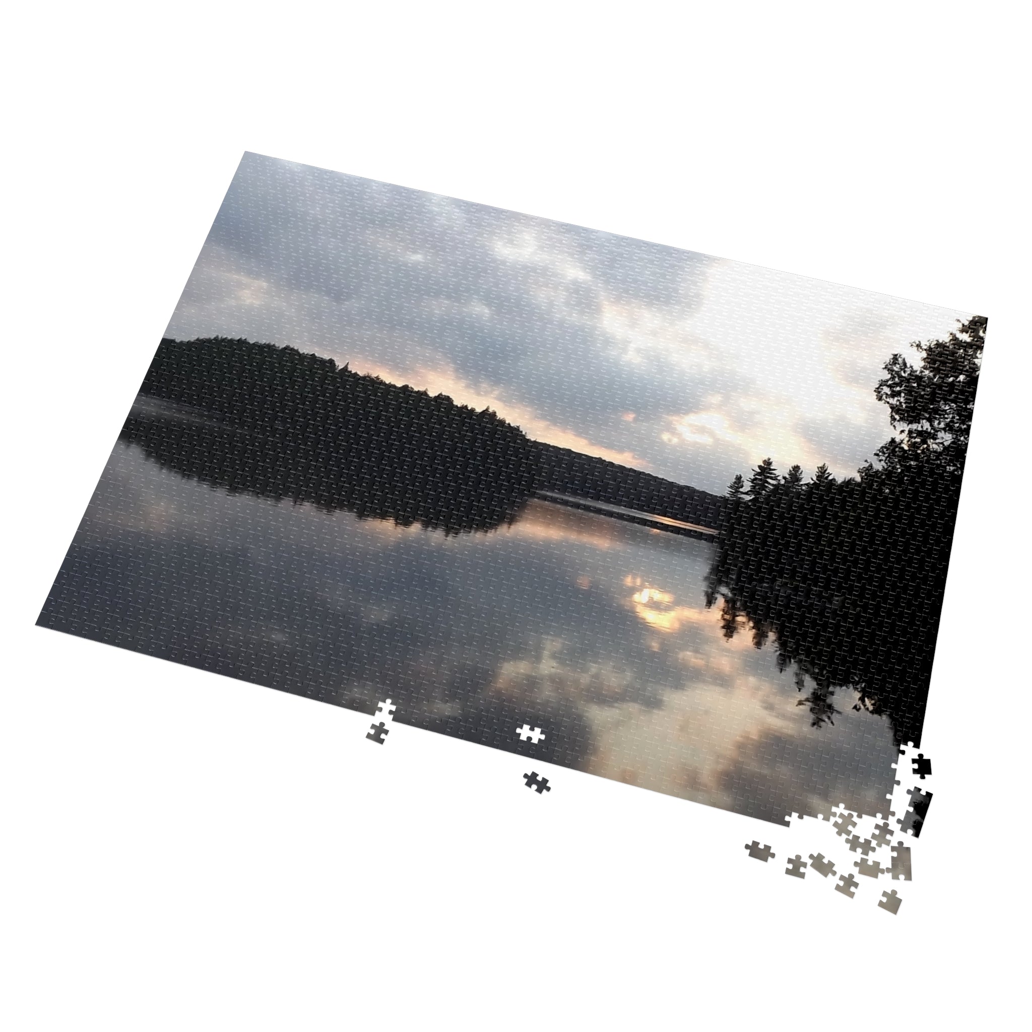 Lake Reflection Jigsaw Puzzle with Tin — Scenic Sunset Puzzle for Nature Lovers