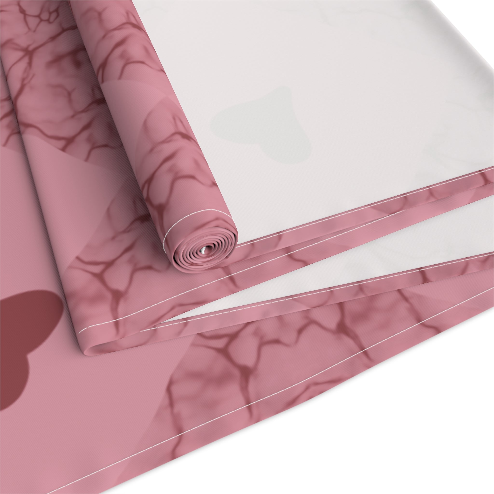 Pink Heart Patchwork Table Runner - Romantic Valentine Dining Decor