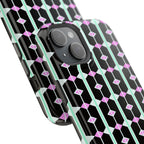 Geom Stripe Magnetic Phone Case — Black with Mint & Lavender Pattern