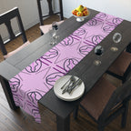 Pink Floral Geometric Table Runner — Modern Blossom Dining Decor