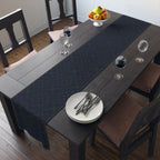 Geometric Starry Night Table Runner — Navy & Lime Cotton-Poly Blend