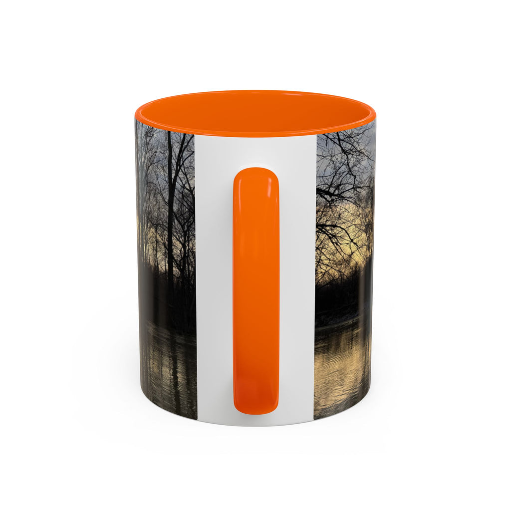 Sunset Reflection Coffee Mug — Forest Silhouette Accent Mug