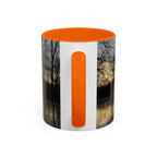 Sunset Reflection Coffee Mug — Forest Silhouette Accent Mug