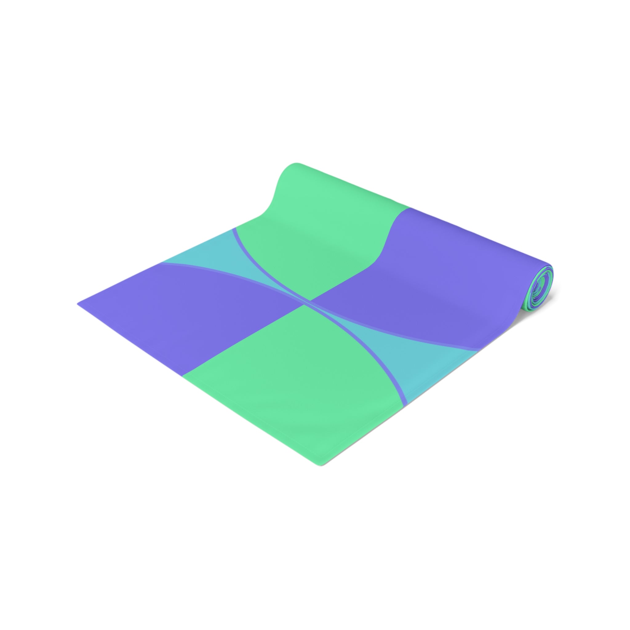 Geometric Pastel Table Runner — Mint & Lavender Circle Pattern