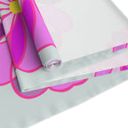 Pink Retro Floral Table Runner — Midcentury Flower Pattern Cotton-Poly Blend
