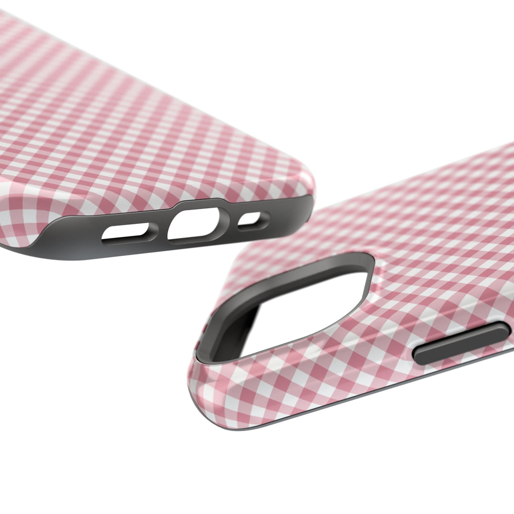 Pink Gingham Magnetic Impact-Resistant Phone Case