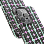 Geom Stripe Magnetic Phone Case — Black with Mint & Lavender Pattern