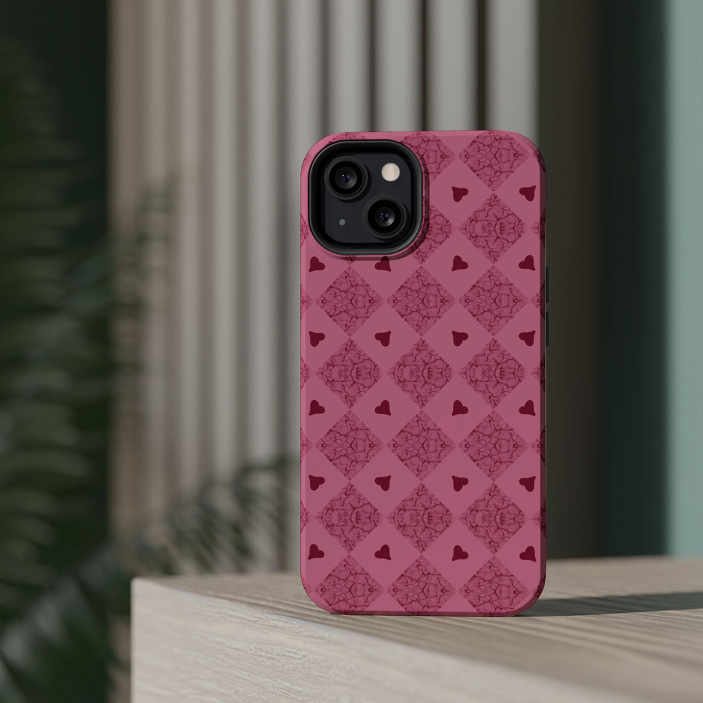Pink Vintage Hearts Magnetic Impact-Resistant Phone Case