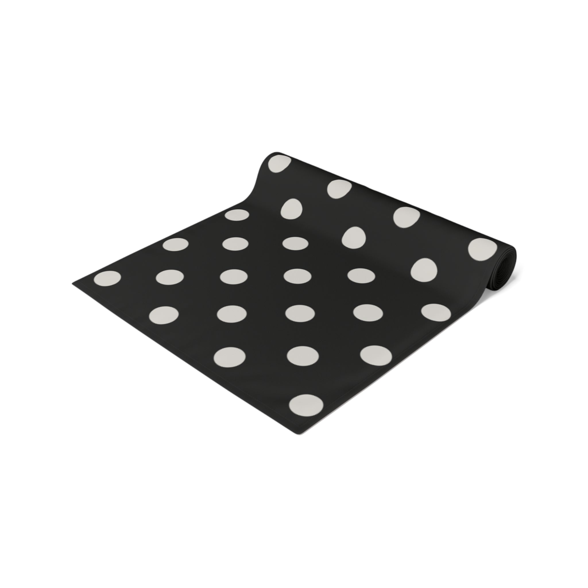 Black Polka Dot Table Runner – Classic Dotted Cotton-Poly Dining Accent
