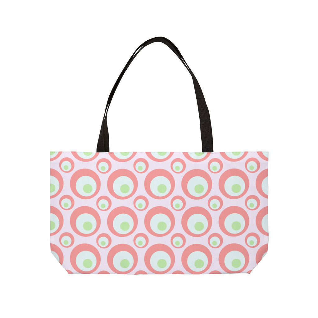 Pink Retro Circle Weekender Tote Bag — Vintage-Inspired Summer Beach Bag