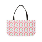 Pink Retro Circle Weekender Tote Bag — Vintage-Inspired Summer Beach Bag