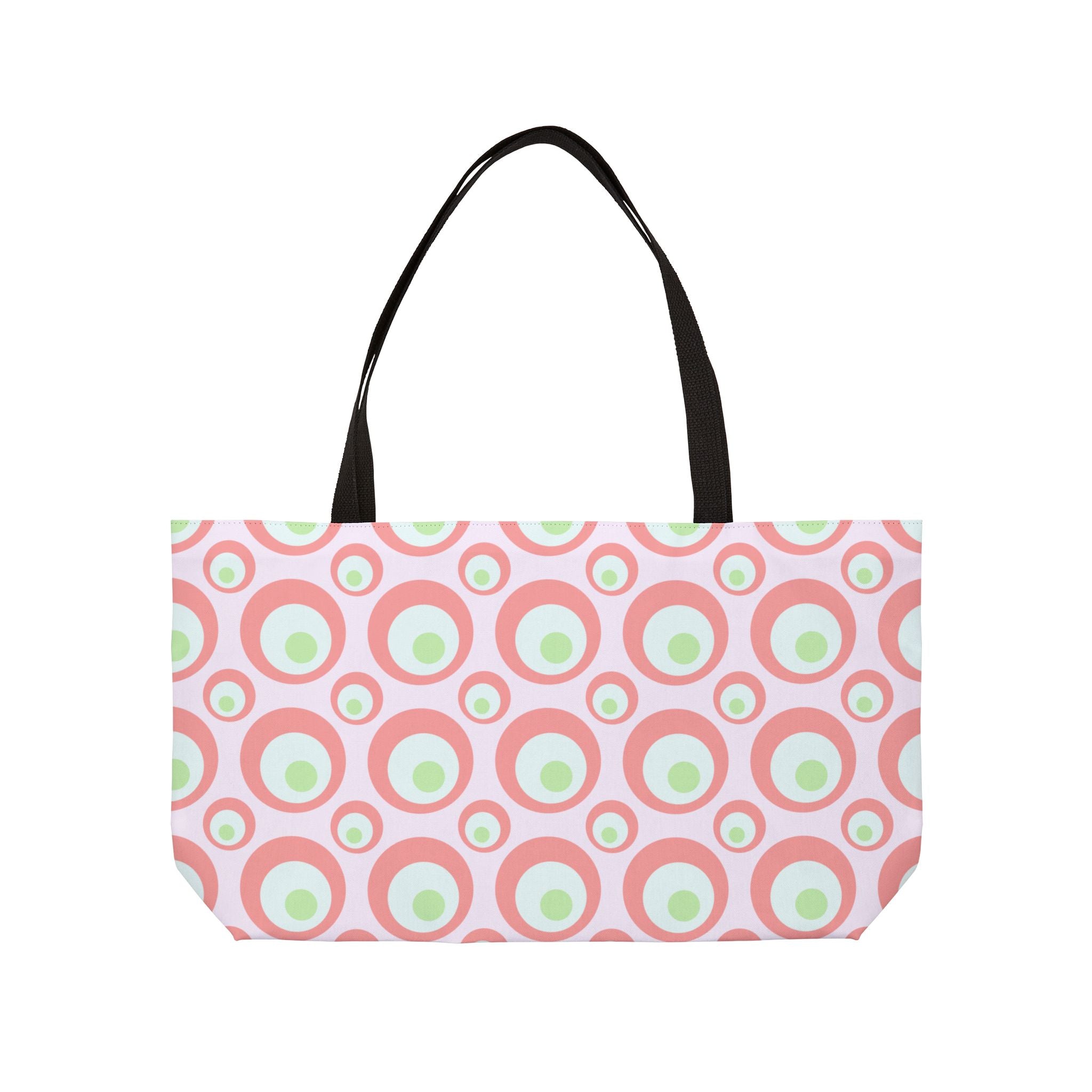 Pink Retro Circle Weekender Tote Bag — Vintage-Inspired Summer Beach Bag