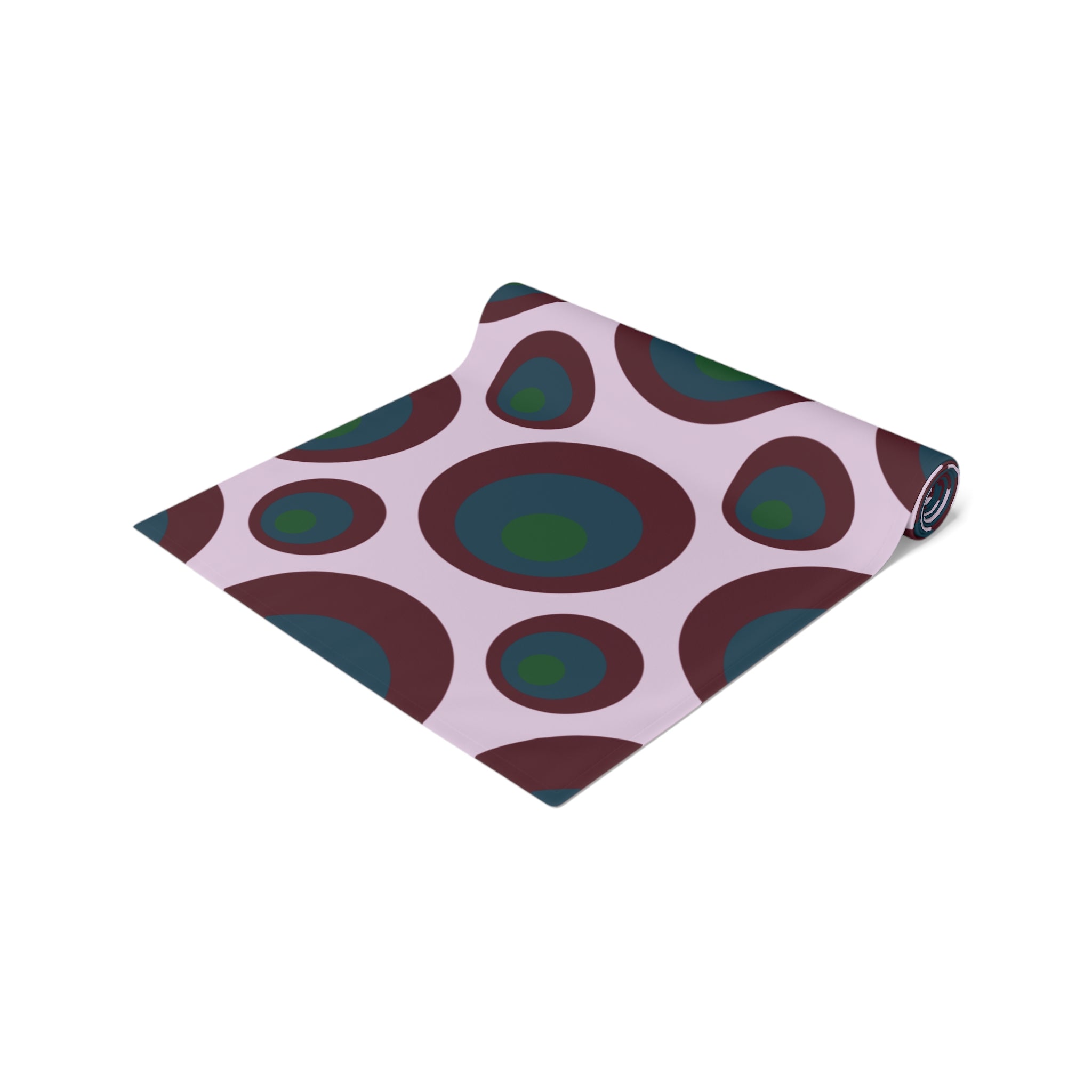 Retro Polka Dot Table Runner — Midcentury Circles Cotton-Poly Dining Accent
